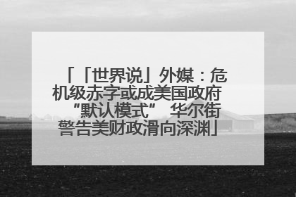 「世界说」外媒：危机级赤字或成美国政府“默认模式” 华尔街警告美财政滑向深渊