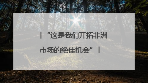 “这是我们开拓非洲市场的绝佳机会”
