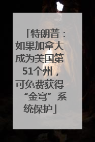 特朗普：如果加拿大成为美国第51个州，可免费获得“金穹”系统保护
