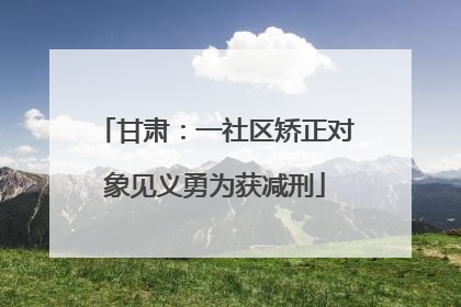 甘肃：一社区矫正对象见义勇为获减刑