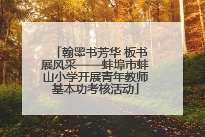翰墨书芳华 板书展风采——蚌埠市蚌山小学开展青年教师基本功考核活动