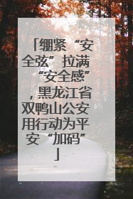 绷紧“安全弦”拉满“安全感”，黑龙江省双鸭山公安用行动为平安“加码”