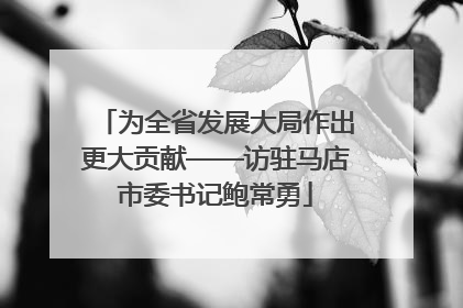 为全省发展大局作出更大贡献——访驻马店市委书记鲍常勇