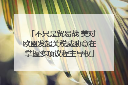 不只是贸易战 美对欧盟发起关税威胁意在掌握多项议程主导权
