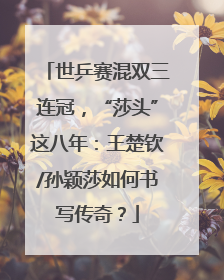 世乒赛混双三连冠，“莎头”这八年：王楚钦/孙颖莎如何书写传奇？