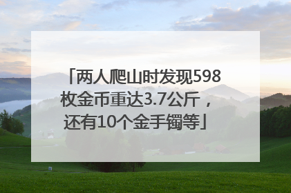 两人爬山时发现598枚金币重达3.7公斤，还有10个金手镯等