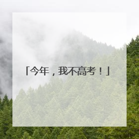 今年，我不高考！
