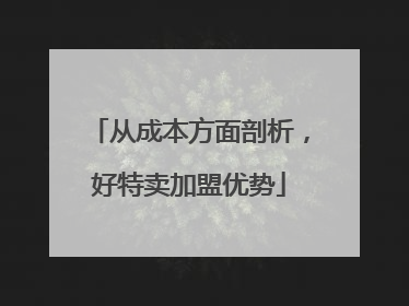从成本方面剖析，好特卖加盟优势