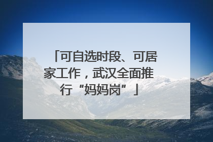 可自选时段、可居家工作，武汉全面推行“妈妈岗”