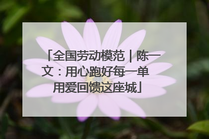 全国劳动模范｜陈一文：用心跑好每一单 用爱回馈这座城