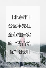 北京市丰台区率先在全市推行实施“青苗培优”计划
