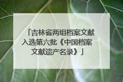 吉林省两组档案文献入选第六批《中国档案文献遗产名录》