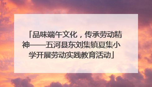 品味端午文化，传承劳动精神——五河县东刘集镇夏集小学开展劳动实践教育活动