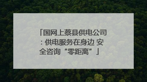 国网上蔡县供电公司：供电服务在身边 安全咨询“零距离”
