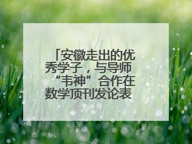 安徽走出的优秀学子，与导师“韦神”合作在数学顶刊发论表重要科研成果