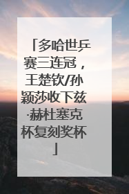 多哈世乒赛三连冠，王楚钦/孙颖莎收下兹·赫杜塞克杯复刻奖杯