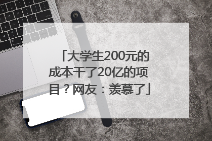 大学生200元的成本干了20亿的项目？网友：羡慕了
