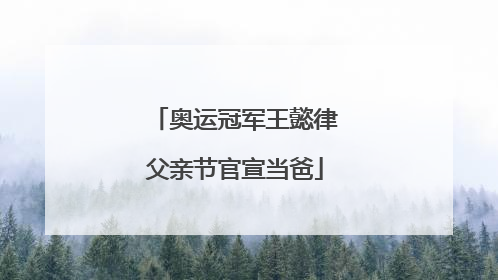 奥运冠军王懿律父亲节官宣当爸