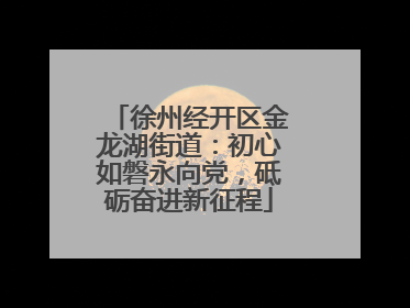 徐州经开区金龙湖街道：初心如磐永向党，砥砺奋进新征程