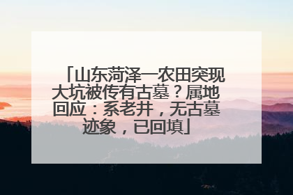 山东菏泽一农田突现大坑被传有古墓？属地回应：系老井，无古墓迹象，已回填
