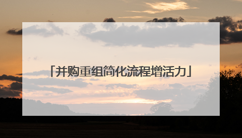 并购重组简化流程增活力