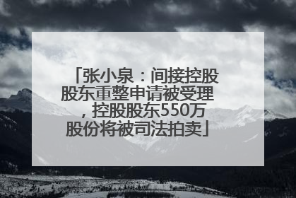 张小泉：间接控股股东重整申请被受理，控股股东550万股份将被司法拍卖
