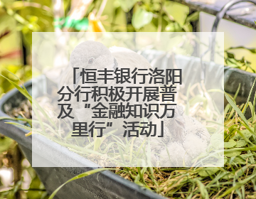 恒丰银行洛阳分行积极开展普及“金融知识万里行”活动