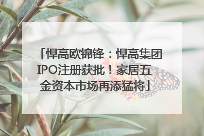 悍高欧锦锋：悍高集团IPO注册获批！家居五金资本市场再添猛将