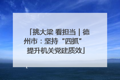 挑大梁 看担当｜德州市：坚持“四抓” 提升机关党建质效