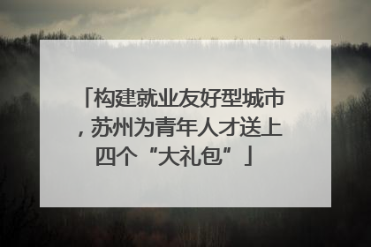 构建就业友好型城市，苏州为青年人才送上四个“大礼包”