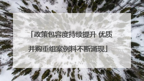 政策包容度持续提升 优质并购重组案例料不断涌现