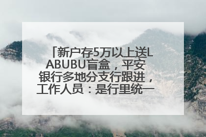 新户存5万以上送LABUBU盲盒，平安银行多地分支行跟进，工作人员：是行里统一的，进货渠道不清楚