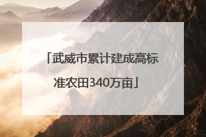 武威市累计建成高标准农田340万亩