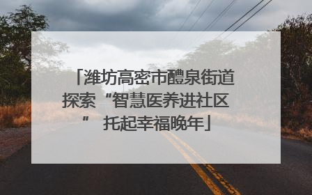 潍坊高密市醴泉街道探索“智慧医养进社区” 托起幸福晚年