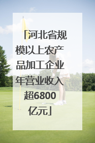 河北省规模以上农产品加工企业年营业收入超6800亿元