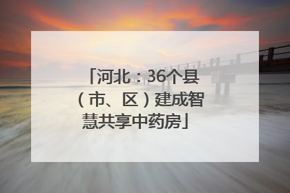 河北：36个县（市、区）建成智慧共享中药房