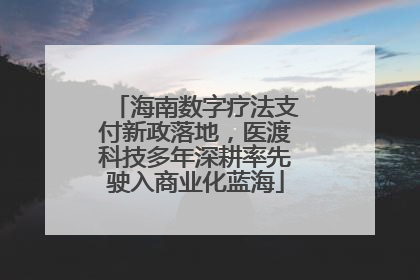 海南数字疗法支付新政落地，医渡科技多年深耕率先驶入商业化蓝海