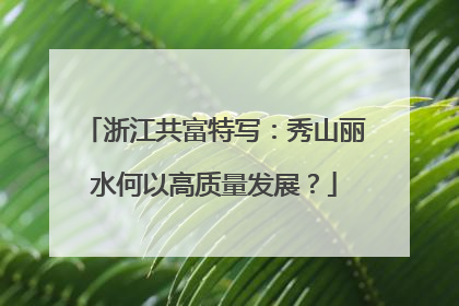 浙江共富特写：秀山丽水何以高质量发展？