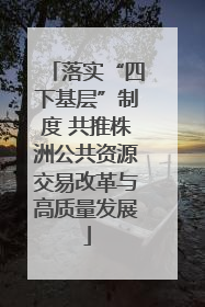 落实“四下基层”制度 共推株洲公共资源交易改革与高质量发展
