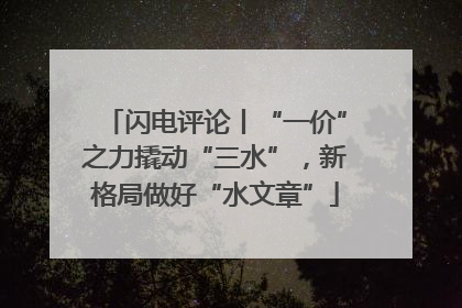 闪电评论丨“一价”之力撬动“三水”，新格局做好“水文章”
