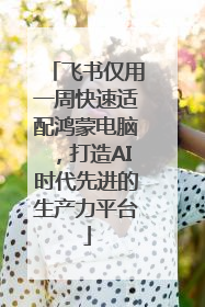 飞书仅用一周快速适配鸿蒙电脑，打造AI时代先进的生产力平台