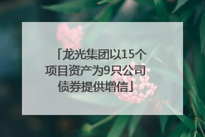 龙光集团以15个项目资产为9只公司债券提供增信
